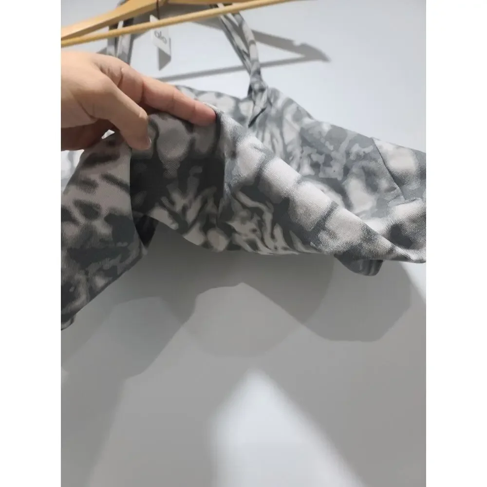 ALO Yoga Gray Tie Dye Canvas Cotton Tote Large Shopper Bag Gym Travel NWT